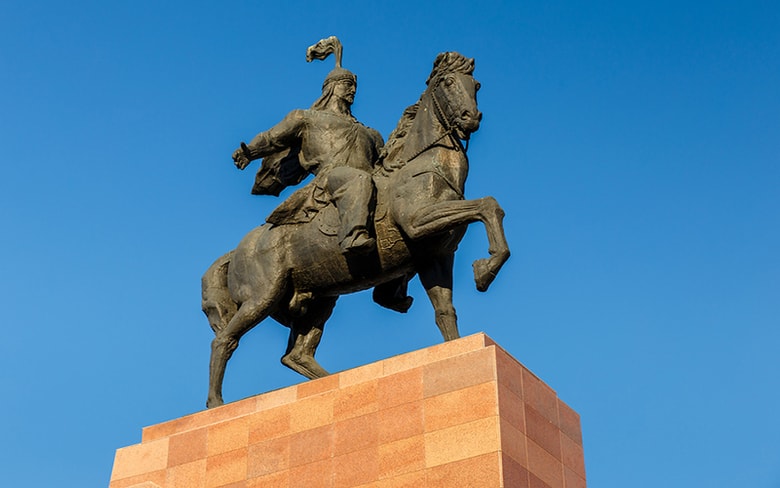 Hero Manas Statue, Ala-Too Square in Bishkek Kyrgyzstan